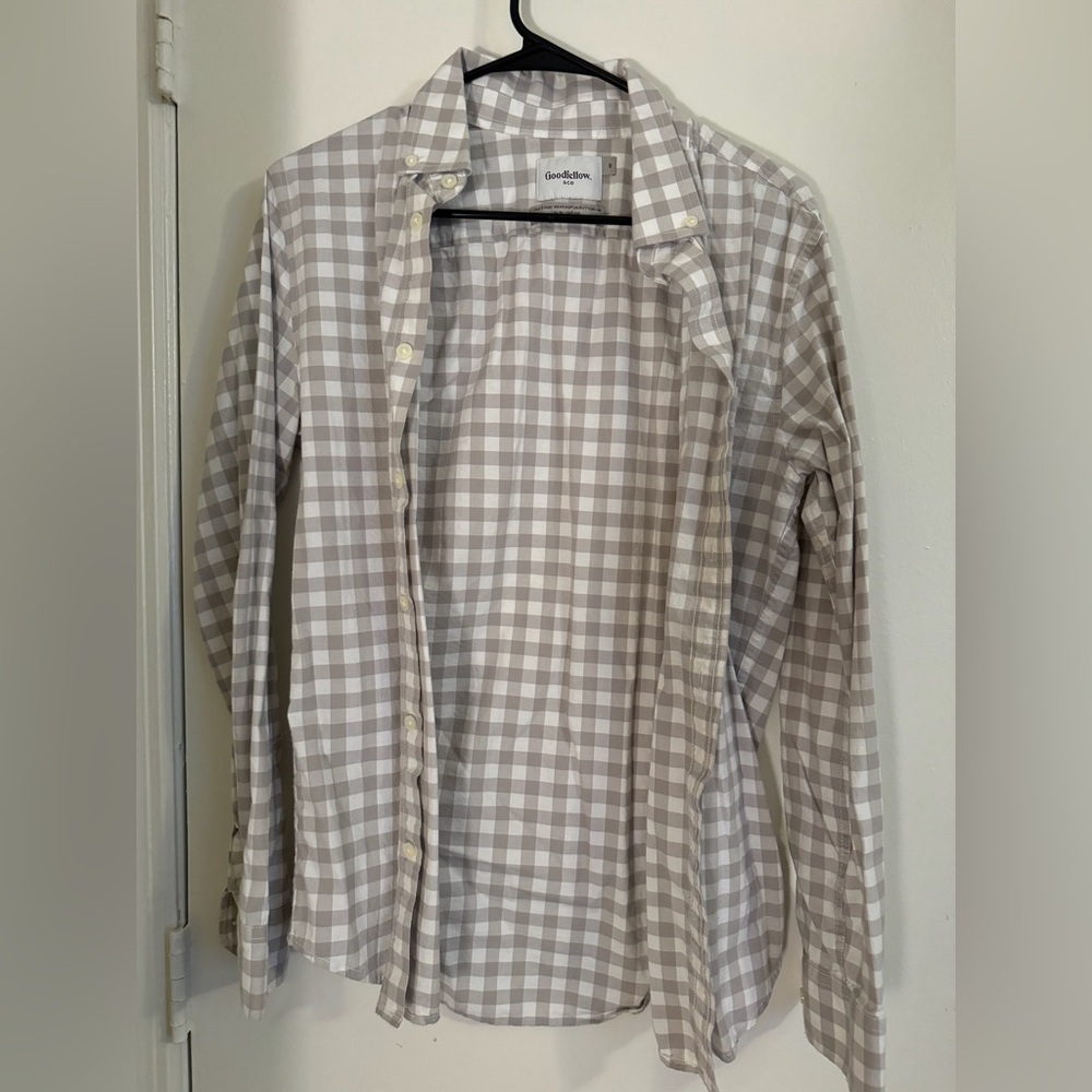 Goodfellow Tan Checkered Mens Dress Shirt